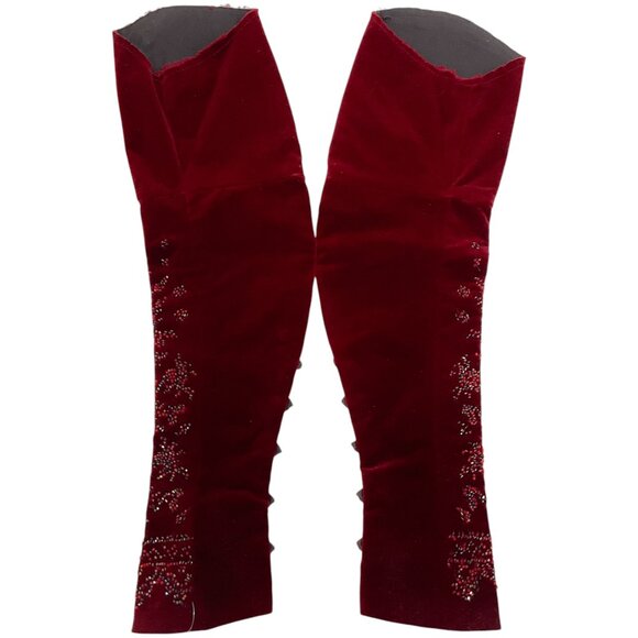Dries van Noten Red Velvet Beaded Sleeves - Picture 2 of 6